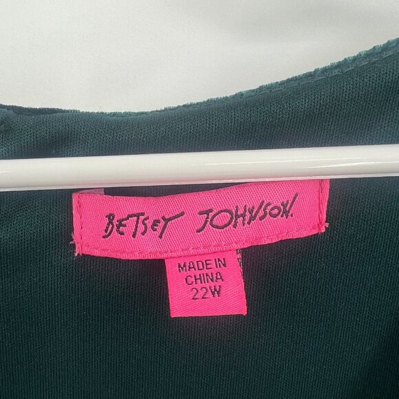 Betsey Johnson Emerald Green Faux Wrap Velvet Midi Dress Women's 22W - Picture 5 of 7